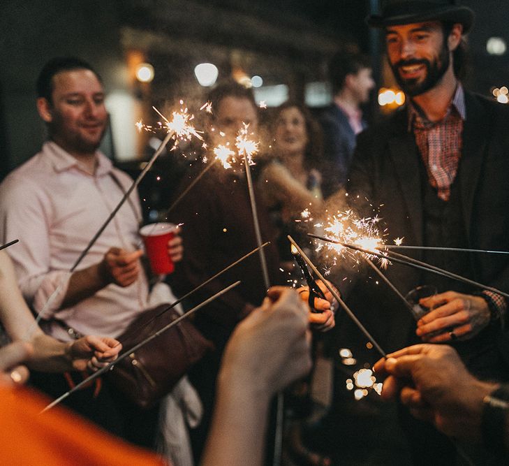 Wedding Guests Lighting Sparklers