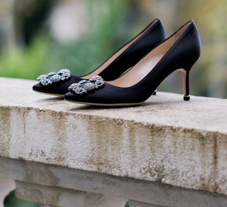 Black Manolo Blahnik Hangisi Wedding Shoes