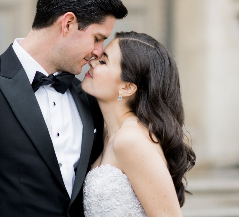 Intimate Bride and Groom Portrait Embracing