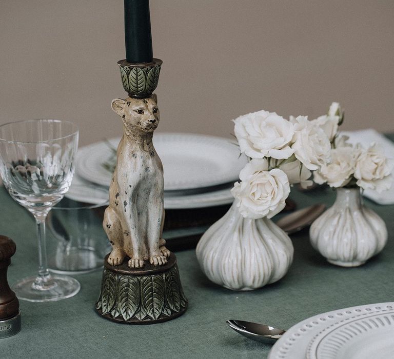 Leopard candlestick holder