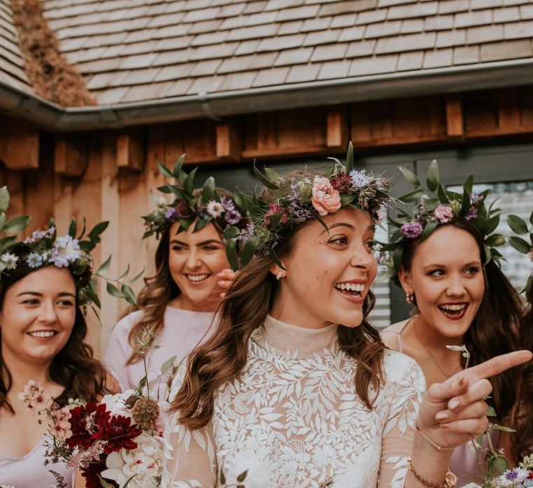 Flower crown for bride and bridesmaids