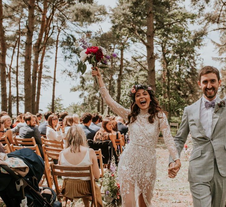 Bride and Groom Celebrate Wedding