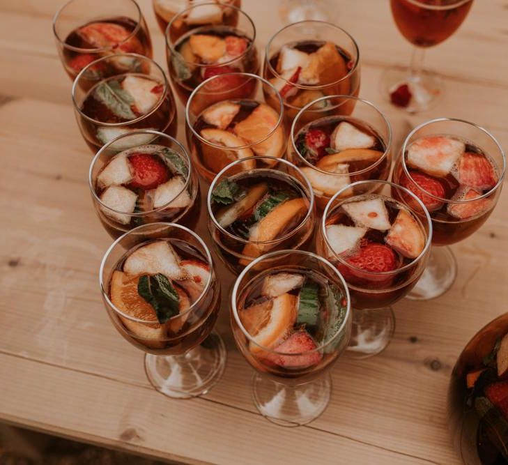 Pimms drinks reception at Norfolk wedding venue