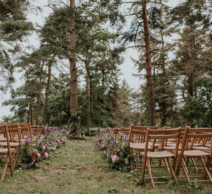 Woodland wedding ceremony in Norfolk