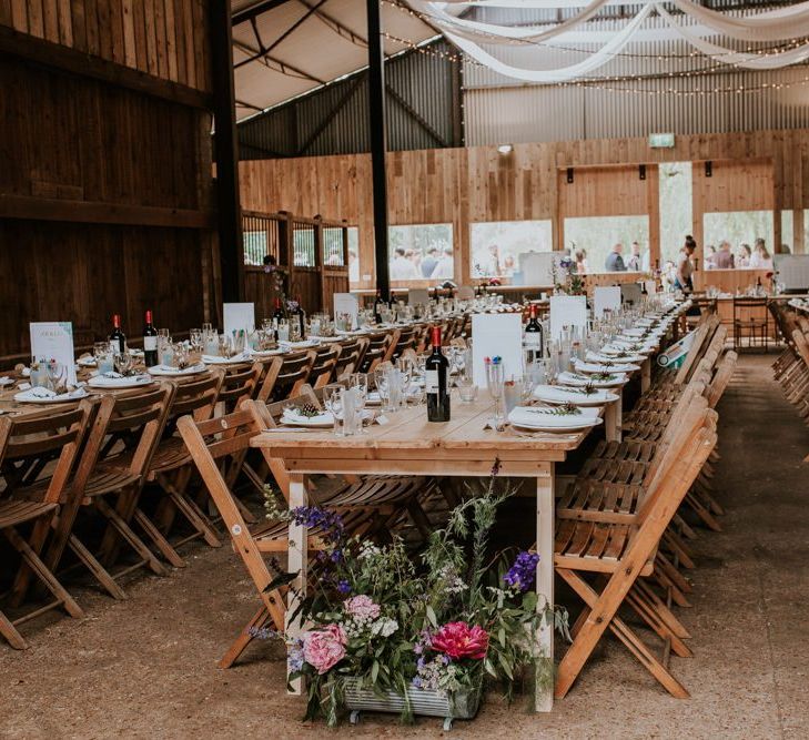 Rustic barn wedding reception at Norfolk wedding venue