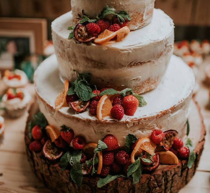 Wedding cake decor with strawberry