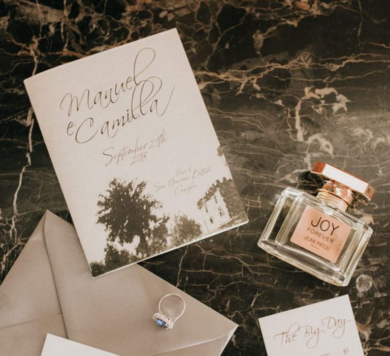 Wedding stationery at destination wedding in Tuscany