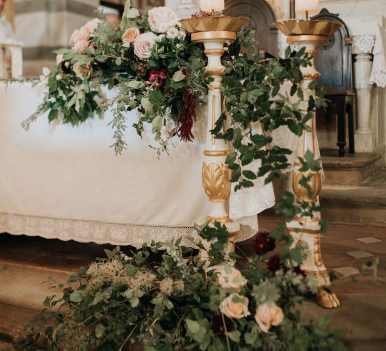 Wedding flowers at destination wedding in Tuscany