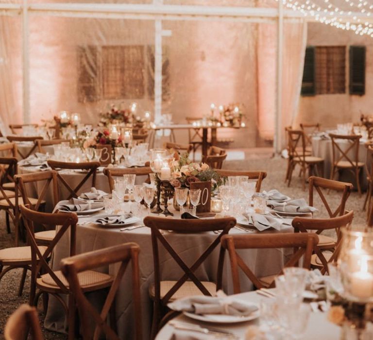 Clear-span marquee decorated by Giulia Alessandri Destination Wedding &amp; Event Planner