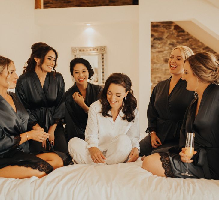 Bridal party in getting ready robes