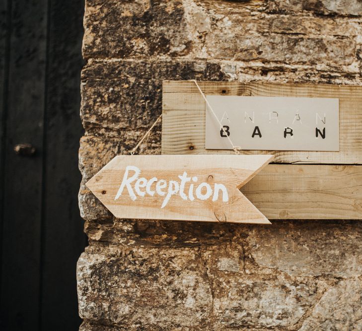 Rustic wedding sign at Devonshire wedding venue