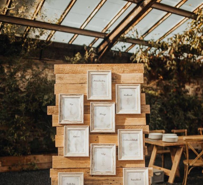 Wooden wedding seating chart