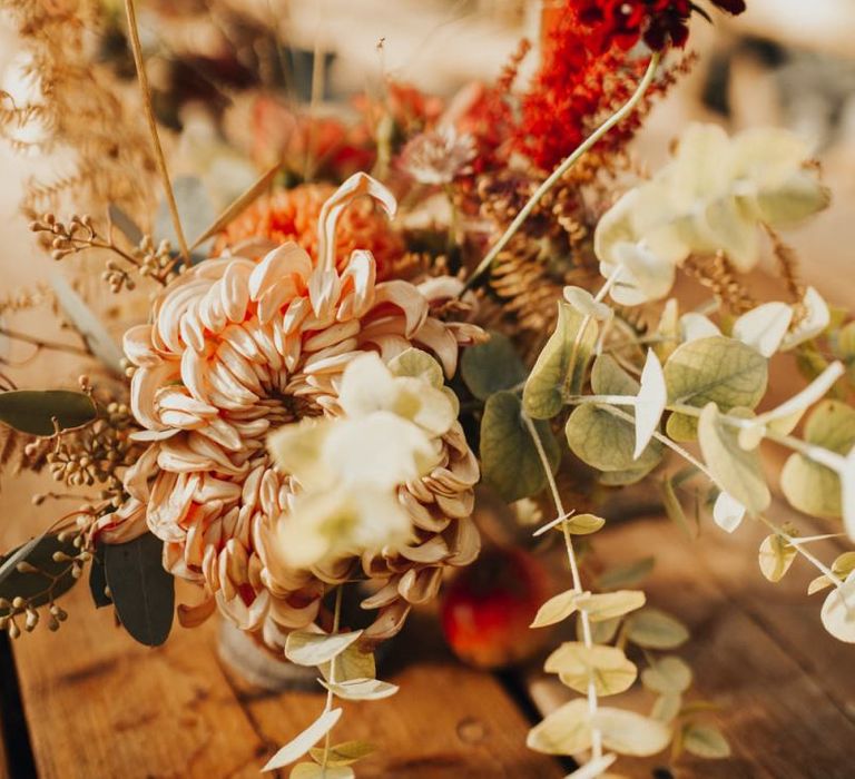 Orange and red wedding flowers