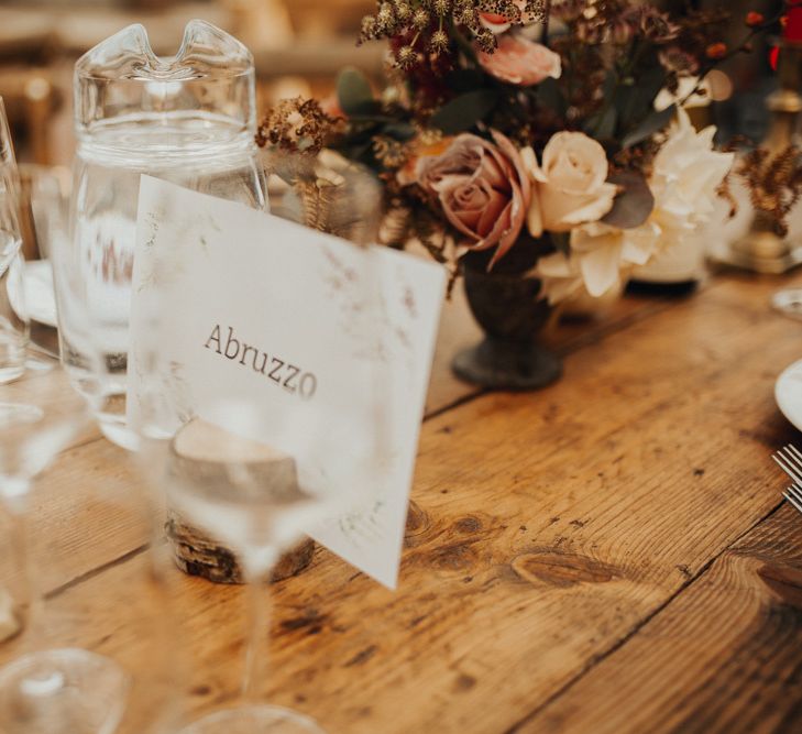 Wedding table names for Autumn Devon wedding