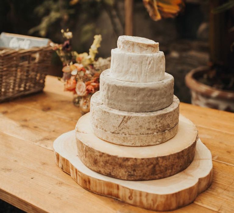 Alternative cheese tower wedding cake