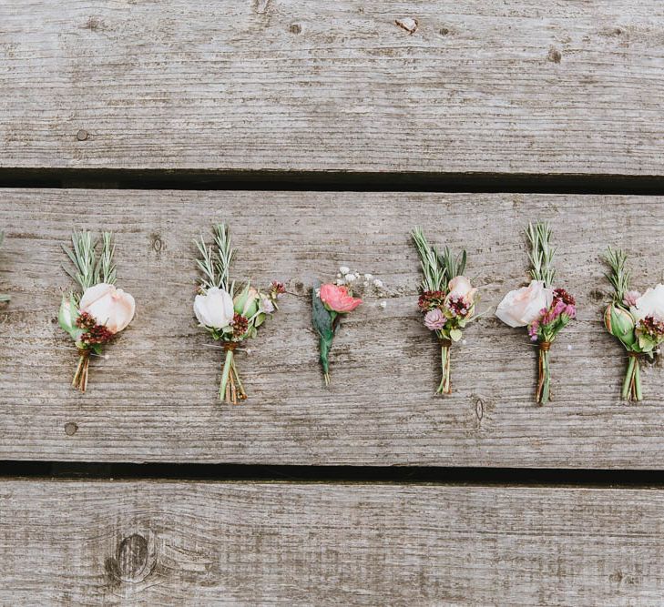 Pastel Flower Wedding Buttonholes