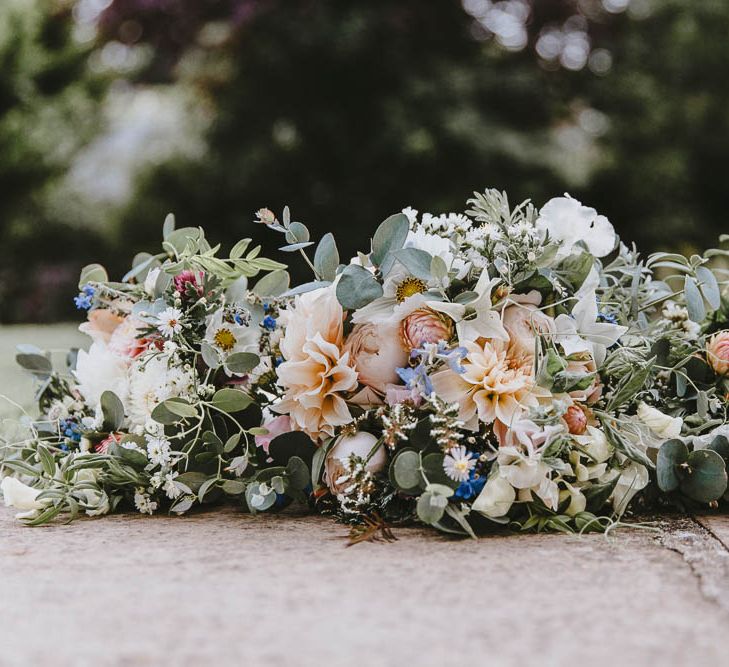 Pastel Pink, Peach, Blue and Green Wedding Bouquets