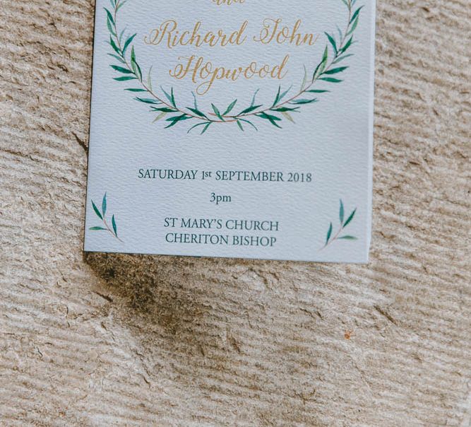 Wedding Stationery Order of Service