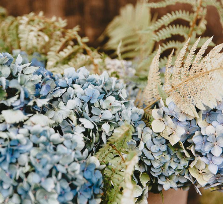 Blue Hydrangea Wedding Flowers and Foliage