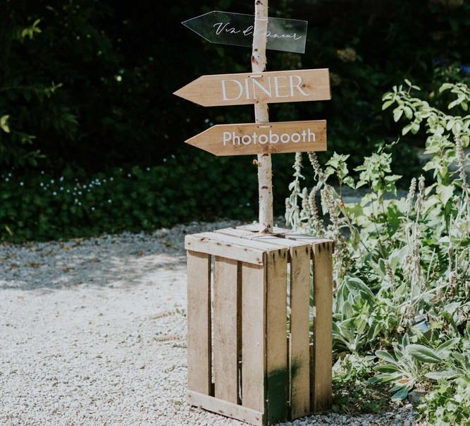 Wooden wedding signs with perspex table plan