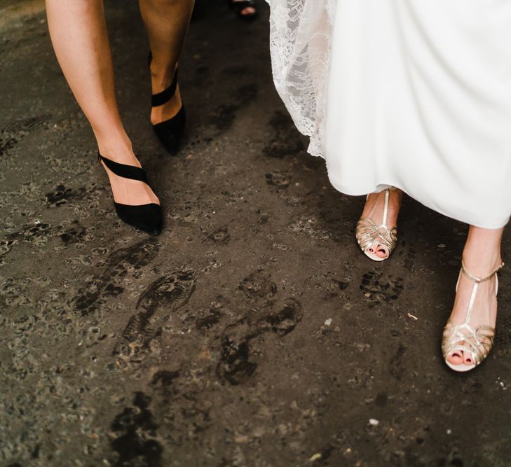 Bridal Shoes | Candle Lit Christmas Wedding at Gray's Inn London with Christmas Carols &amp; Festive Wreaths | John Barwood Photography