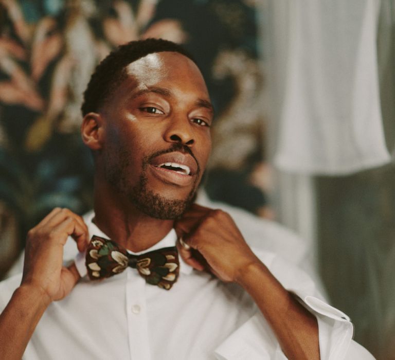 Groom preparations with bowtie