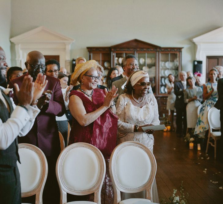 Guests applause wedding ceremony