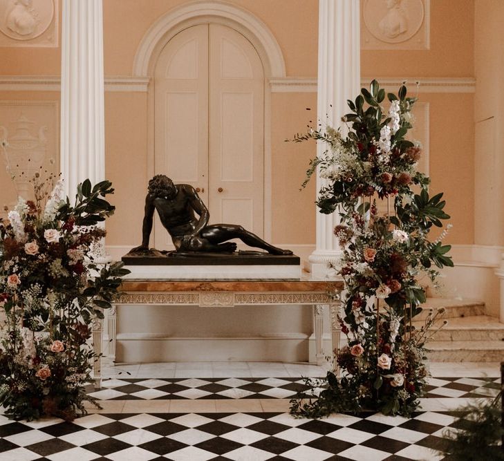 Wedding ceremony altar flowers at Syon Park wedding