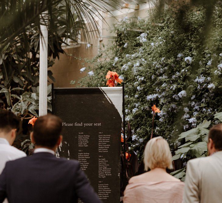 Fabric seating chart at Syon Park wedding