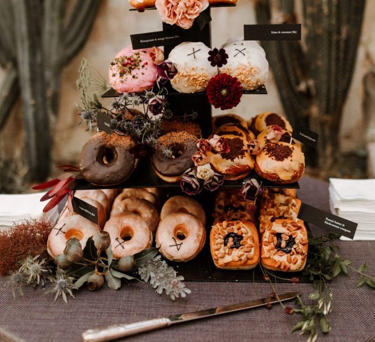 Doughnut tower , alternative wedding cake at Syon Park wedding