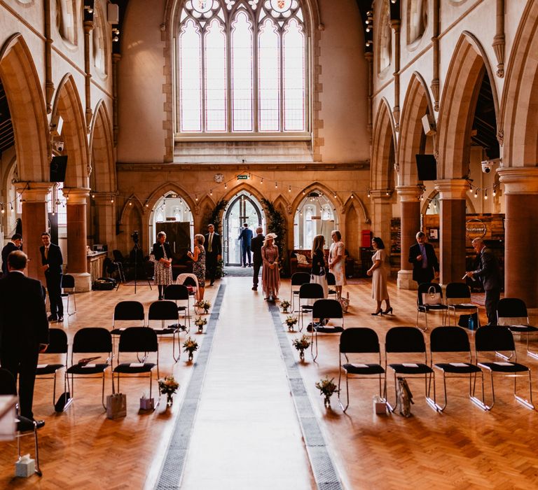 socially distanced 2020 wedding ceremony in a church