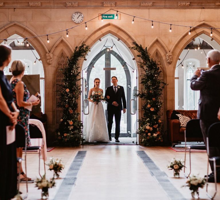 Bridal entrance at church wedding ceremony