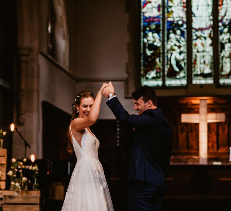 Bride and groom just married at 2020 wedding