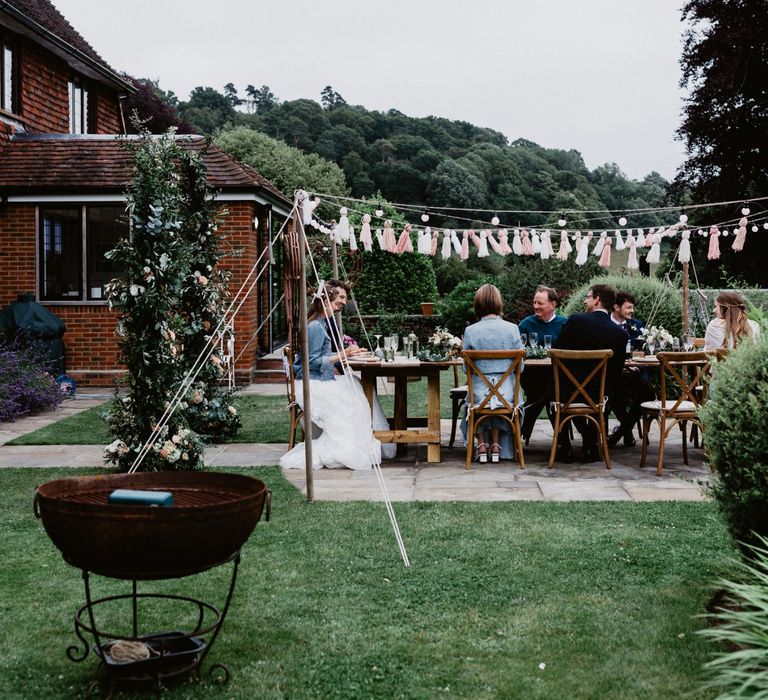 Intimate, at home reception for socially distanced, 2020 wedding