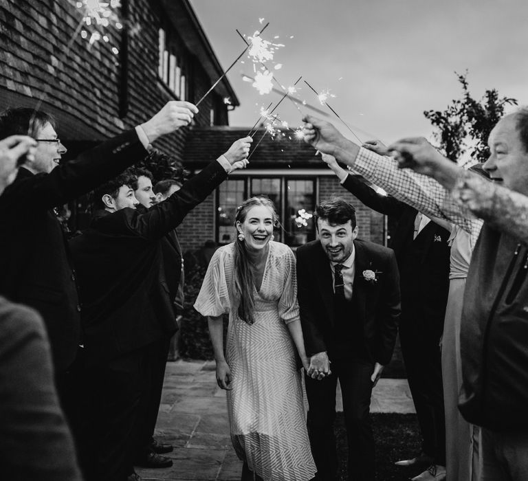 sparkler moment at intimate wedding