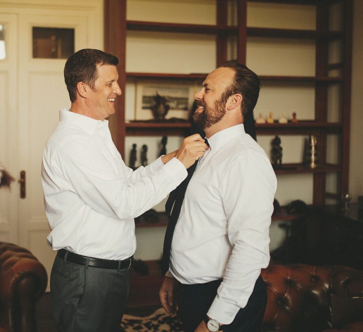 Groom gets ready for French wedding