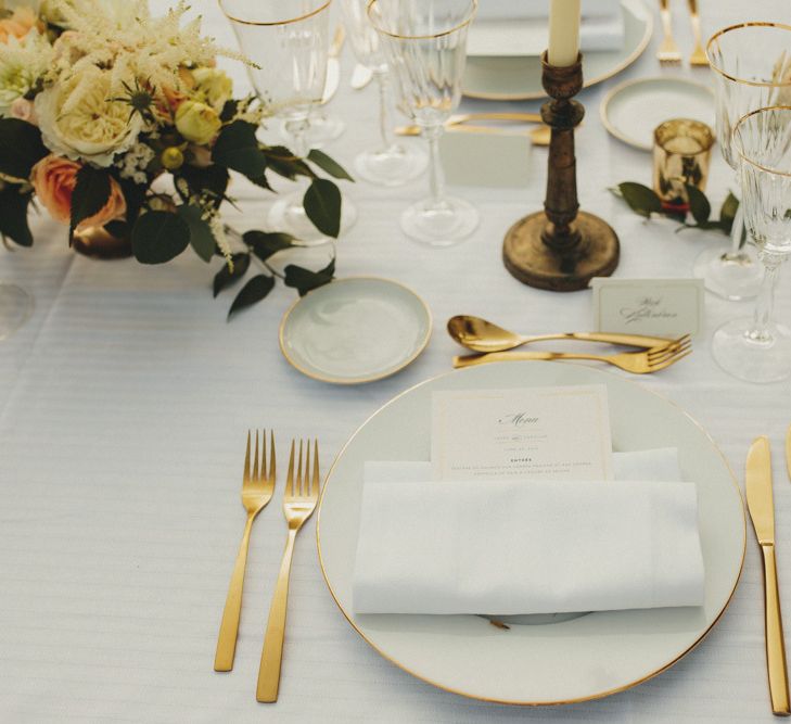 Gold cutlery for wedding breakfast