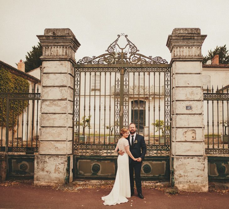 Bride and groom at French destination wedding