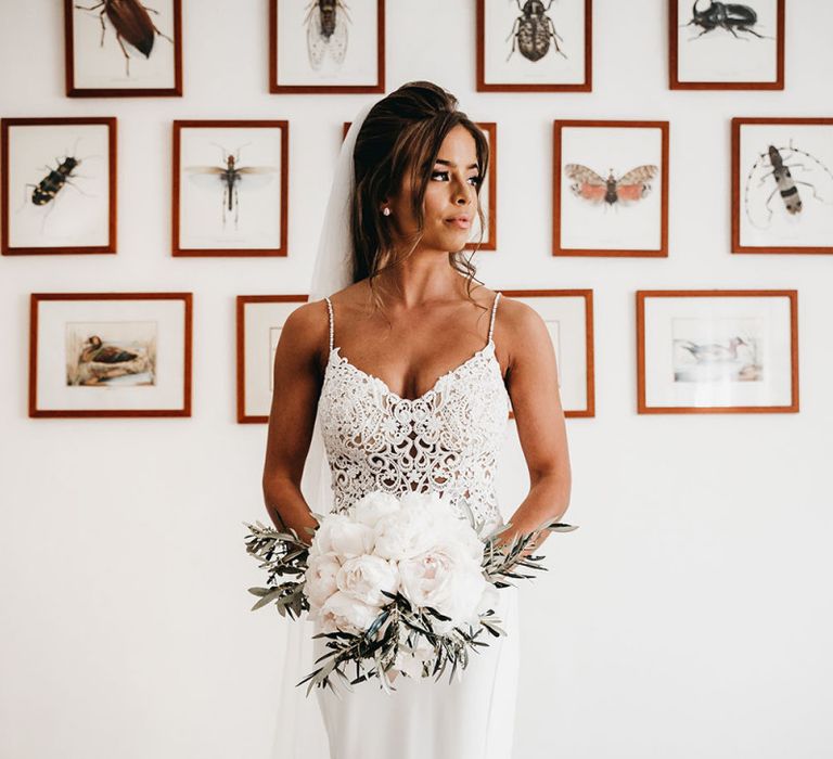 Stunning white bridal bouquet for black and white wedding