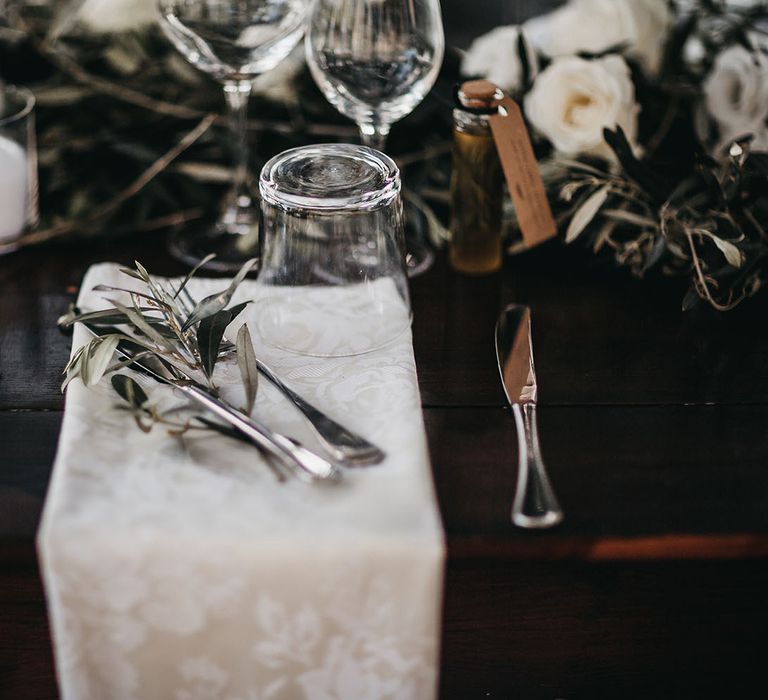 Black and white wedding table decoration