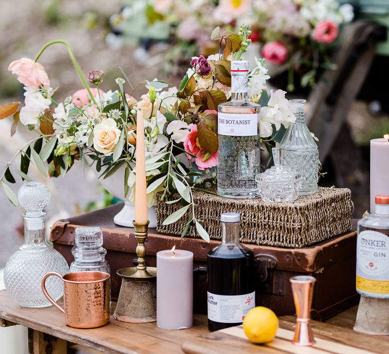 Shepherds Hut Bar For Wedding // Environmentally Conscious Wedding Venue Casterley Barn In Wiltshire Organic Working Farm Stylish Barn Wedding Venue Images Lydia Stamps