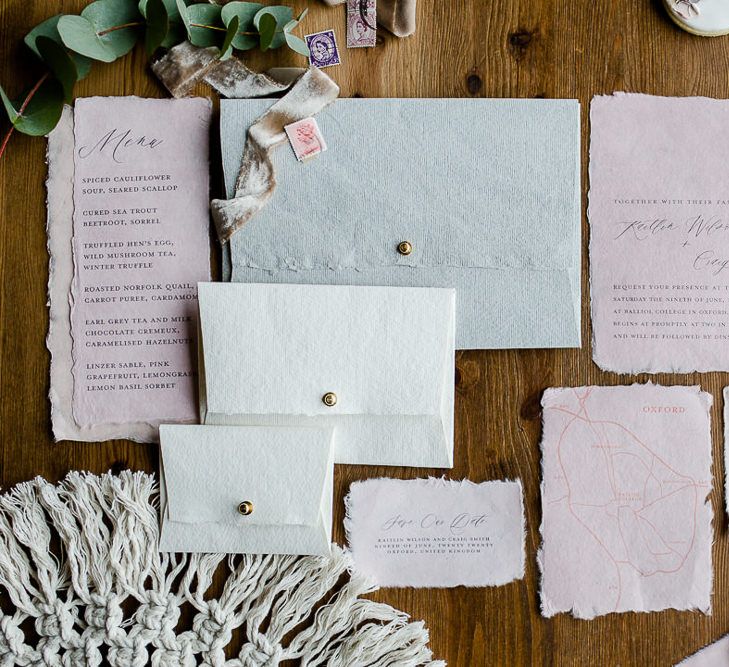 Pastel Wedding Stationery // Environmentally Conscious Wedding Venue Casterley Barn In Wiltshire Organic Working Farm Stylish Barn Wedding Venue Images Lydia Stamps