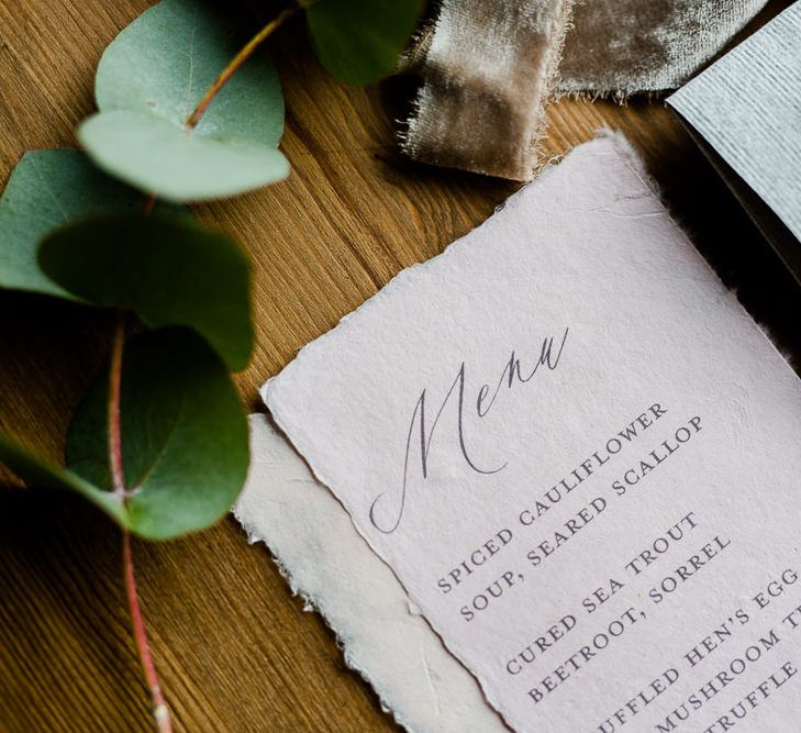 Pastel Wedding Stationery // Environmentally Conscious Wedding Venue Casterley Barn In Wiltshire Organic Working Farm Stylish Barn Wedding Venue Images Lydia Stamps