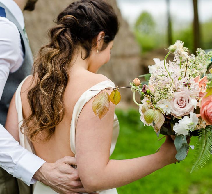 Tara Bradley Birt Bridal Wear // Environmentally Conscious Wedding Venue Casterley Barn In Wiltshire Organic Working Farm Stylish Barn Wedding Venue Images Lydia Stamps