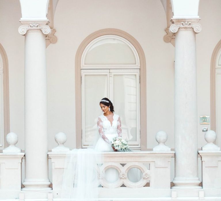 Beautiful Bride in Pergola Rosa Clara Princess Wedding Dress