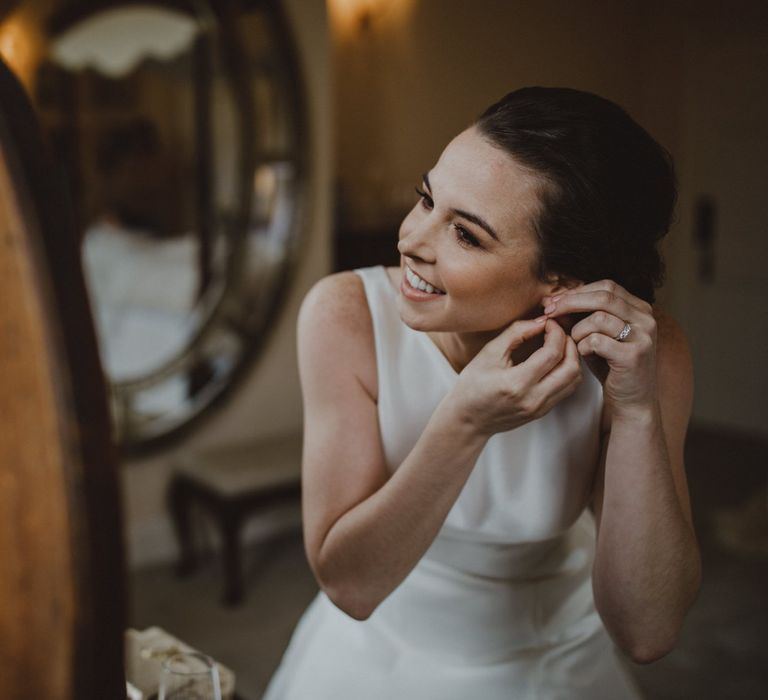 Beautiful bride getting ready at Shropshire wedding venue, Iscoyd Park