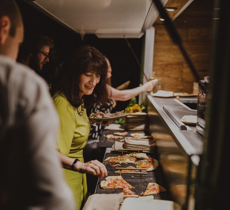 Mobile pizza van at Shropshire wedding venue, Iscoyd Park