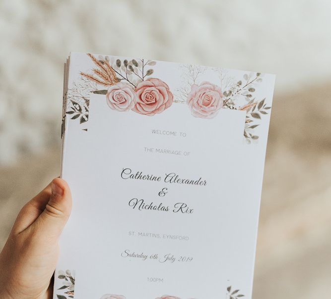 Wedding stationery with pink flower detail