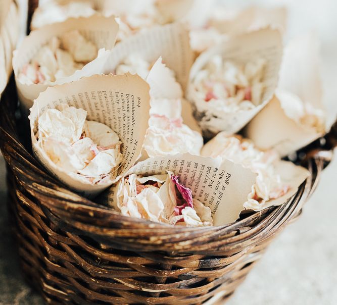 Confetti cones at alpaca wedding