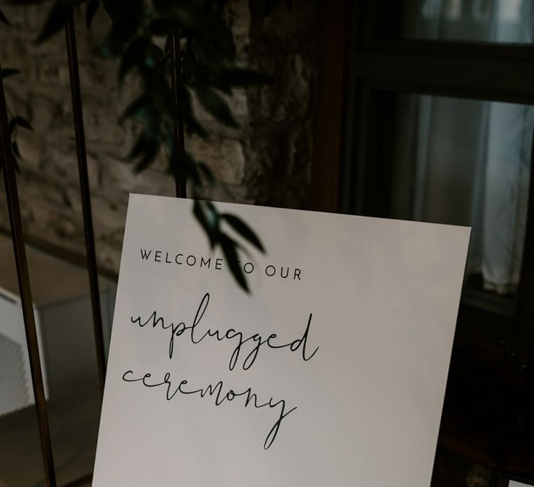 Unplugged wedding sign for Winter wedding